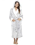 CityComfort Bademantel Damen, Fleece Morgenmantel Damen Lang, Kuschelig Bademantel Damen Flauschig S-XL, Geburtstagsgeschenk für Frauen (Zweifarbiges Grau, M)