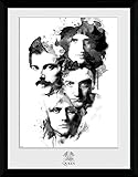 1art1 Queen - Freddie Mercury Brian May Roger Taylor John Deacon Portraits Gerahmtes Bild Mit Edlem Passepartout | Wand-Bilder | Kunstdruck Poster Im Bilderrahmen 40 x 30