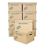 StorePAK Eco Archivkartons mit Deckel, 10 Stück Flach verpackt; einfach zusammenzubauen. Ideal für Zuhause, Büro und Umzug. Archiv-Box. b