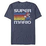 Nintendo Herren Super Mario Running Retro Stripe T-Shirt, Marineblau Heather, 3X-Groß