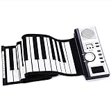 FZYE Roll Up Piano 61 Tasten Tragbares Piano Roll Up Keyboard für Anfänger Kleinkind Kinder Erwachsene Hand Roll Tragbares Klavier, Premium Silikon Eingebaute Lautsprecher, Musik