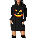 MOKBAY Halloween Deko Print Langarm Blusenkleid Damen Casual Fashion Tops Lose Plus Size Halloween Night Halloween Decorations Indoor Halloween Kostüme Kostüm Sexy Kostüm D