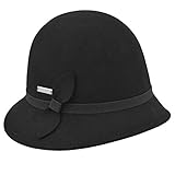Seeberger Timona Cloche Filzhut Wollhut Damenhut Glockenhut Wollfilzhut (One Size - schwarz)