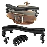 POKIENE Schulterstütze Geige Violin für 1/4 und 1/8 Größe, Violin Kissen Schulterstütze Verstellbar mit Violine Übungsdämpfer, für Anfänger und Professional --Schw