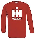 IHC | Langarm T-Shirt | Rot, weißer Druck | Größe L
