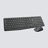 Logitech MK235 Kabelloses Set mit Tastatur und Maus für Windows, 2,4 GHz kabelloser Unifying-USB-Empfänger, 15 FN-Tasten, Lange Batterielaufzeit, PC, Laptop, Deutsches QWERTZ-Layout - G