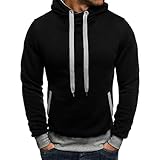 IFOUNDYOU Kapuzenpullover Herren Hoodies Männer Einfarbig Kapuzenpulli Patchwork Pullover Strickjacken Slim Fit Herbst Sw