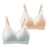 WENJUN Nahtloser Still-BH für Damen, Schwangerschaft, Still-BH mit Spitzenbesatz, 2er-Pack (Farbe: D, Größe: XL)