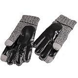 SHUNFAYOUXIANGS Thermische Handschuhe Herren Winter Radfahren und Fahren kaltsichere Strickhandschuhe Fünf-Finger-Warm-Touch-Screen-Handschuhe (grau schwarz) Handschuhe für den Winter. (Color : A)