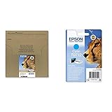 Epson Original T0715 Tinte Gepard, wisch- und wasserfeste (Multipack, 4-farbig) (CYMK) & Original T0712 Tinte Gepard, wisch- und wasserfeste (Singlepack) Cy