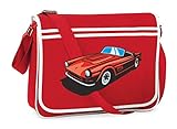 Druckerlebnis24 Schultertasche - Rotes Cabrio Hot Rod - Umhängetasche, geeignet für Schule Uni Laptop Arb