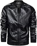 TRVELBETT Herren Biker Lederjacke Slim Fit Übergangsjacke für Herbst Winter Herren Freizeitjacke Baseball Jersey, a, XXL