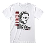 La Casa De Papel Geld Heist EL Professor Herren-T-Shirt Wei� L | S-XXL, Netflix Krimi-Drama mit Rundhalsausschnitt Graphic Tee, Geburtstagsgeschenkidee für Männer, für Haus oder Gy