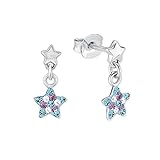 Prinzessin Lillifee Ohrhänger 925 Sterling Silber Mädchen Kinder Ohrschmuck, mit Preciosa, 1,4 cm, Multicolor, Stern, Kommt in Schmuck Geschenk Box, 2013176