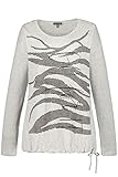 GINA LAURA Damen T-Shirt Feel Good, Rundhals, Langarm, verzierter Wellen Print grau Melange L 802494123-L