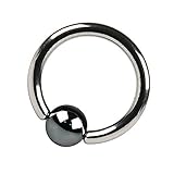 Taffstyle BCR Piercing Ring Klemmring Klemm Kugel Perle Septum Brust Tragus Helix Nase Lippe Ohr Intim Intimpiercing Schwarz 1,2 x 10 x 4