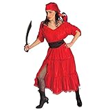 Widmann - Kostüm karibische Piratenfrau, Kleid, Gürtel, Bandana, Augenklappe, Seeräuber, Karneval, Mottoparty