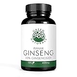 Panax Ginseng Extrakt (120 Kapseln á 600mg) - deutsche Herstellung - 100% Vegan & Ohne Zusätze - Vorrat für 4 M