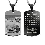 Zysta Personalized Kalender/Fotogravur/Textgravur- Edelstahl Asche Schmuck Dog Tag Memorial Anhänger Gedenk Asche Urne Anhänger Kette+Trichter-füllen-Kit (schwarz, Kalender&Fotogravur&Textgravur)