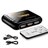 Intpw HDMI-Switch 4k HDMI-Splitter, 5 in 1 Out Intelligenter HDMI Switch mit IR-Fernbedienung unterstützt 4k 3D HD1080P HDMI Splitter für PS3 Xbox Kamera STB Blu-ray DVD Play