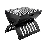 FLAMY Holzkohlegrill, klappbarer Grill, tragbarer Picknick-Grill mit Grillrost, für Picknick und Camping, für 3-4 Perpons, 40 cm, schw