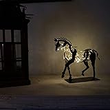 Pferde-Skulptur, Metallkunst 21*25cm Stehende Pferdestatue, LED beleuchtet, Moderne Pferde-Statue & Figur für Desktop, Büro, Bücherregal, Heimdek