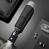 Vollautomatisch öffnender und schließender Faltbarer Regenschirm, Richtungsschirm, mit LED-Beleuchtung, Reflexstreifen, Doppelverwendung an sonnigen und regnerischen Tagen, winddichter Reg