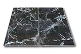 2 x Glas Herdabdeckplatte Herdabdeckung Schneidebrett Abdeckplatte Ceranfeld Design Marmor schw