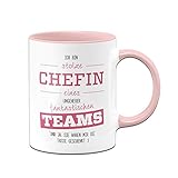 Tassenbrennerei Tasse mit Spruch Stolze Chefin eines fantastischen Teams - lustige Geschenke für Chefin - C