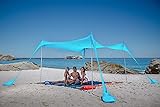 SUN NINJA Pop Up Strandzelt Sonnenschutz UPF50+ mit Sandschaufel, Erdnägeln und Stabilitätsstangen, Outdoor-Schatten für Campingausflüge, Angeln, Hinterhofspaß oder Picknicks | 300cm x 300cm | Türk