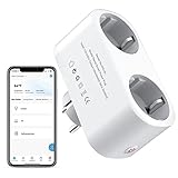 Smart WLAN Steckdose - 2-in-1 Alexa Steckdose, 16A Bluetooth Smart Plug mit Stromverbrauch messen, Sprachsteuerung mit Alexa und Google Home, Zeitplan und Timer, Kein Hub notwendig