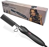 PREMIUM Professional Wunderkamm 2 in 1 Glätteisen I Keramik Haar- und Glättbürste zum Locken, Glätten, Kämmen und Stylen der Haare I Hot heat comb hair straightener für Damen und Frauen (Schwarz)