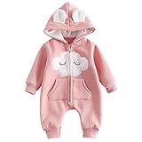 Bebone Baby Overall Jungen Mädchen Strampler mit Kapuze (Rosa, 3 Monate/66)