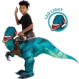 Spooktacular Creations Aufblasbares Dinosaurier Kostüm mit LED Licht Augen, auf einem Dinosaurier reiten, Deluxe Halloween-Kostüm für Kinder Unisex