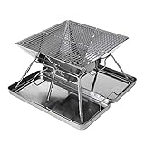 Grill für Picknick Garten Terrasse Camping Strand Faltbarer Holzkohlegrill Outdoor Edelstahl Grill Holzkohlegrill Klappkamin Outdoor Picknickofen für mehrere Personen LingG