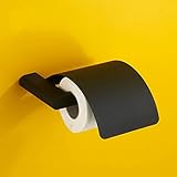FS2W5E Scandinavian Moderne Toilettenpapierrollenhalter, Wand-WC-Papierrollenhalter mit Deckel, Schwarze Toilettenpap