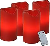 Best Season 067-12 LED-Wachskerzenset, 10 x 5, rot, 4er pack