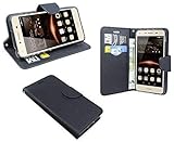 ENERGMiX Buchtasche kompatibel mit Huawei Y6 II Compact Hülle Case Tasche Wallet BookStyle mit Standfunktion in Schw