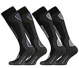 STARK SOUL Ski Funktionssocken, Wintersport Socken mit Spezial Polsterung, Schwarz-anthrazit mit Hellgrau & Jeansblau, 43/46, 2