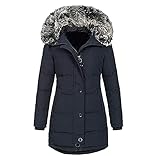 Winterjacke Damen Lang Kurz mit Fell Warm Gefüttert Sale Schwarz Daunen Fleecejack Winterparka Wintermantal Damenmantel Parka Plüschjacke Damenjacke Kapuzenjacke Plüschmantel Übergangsjacke Steppjack