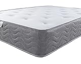 Aspire Beds 25,4 cm Tiefe 2-lagige Quad Comfort natürliche Öko-Füllungen & AC Aspire-Cool Touch getuftete Schlafüberfläche Hybrid 1000 Taschenfederkern-Matratze, Grauer Rand, Shorty (70 x 150 cm)