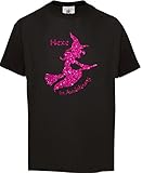 Halloween Shirt Sprüche Mädchen Glitzeraufdruck Hexe in Ausbildung, T-Shirt, Grösse 152/164, Druck Pink G