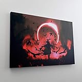 DesFoli Sonnenfinsternis Raben rote Augen Leinwand Canvas-Bild Wandbild Kunstdruck L3285 Größe 70 cm x 50