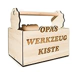 HC-Lasergravur Opas Männerhandtasche Opas Werkzeugkiste 6er Bierträger Herrenhandtasche für Bier lustige sechser Bierträger aus Holz für Geburtstag von Opa 6er Träger aus Holz mit G