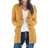 HHuin Damen-Pullover, modisch, einfarbig, leger, langärmelig, vorne offen, übergroße Strickjack