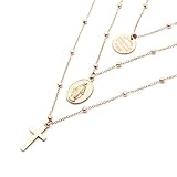 Schmuck,Trada Religiöse Art Multi Kette Halskette Kreuz Jungfrau Maria Anhänger Halskette für Frauen damenschmuck modeschmuck ketten halskette accessoires billiger modeschmuck für frauen (Gold)