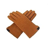 NUBAO Handschuhe & Handschuhe Faux Wollhandschuhe for Frauen warm und Samt-Touchscreen mit fünf Fingerhandschuhen, Winddicht, in 2 Größen (Color : Caramel, Size : 7.5 * 3.5in)