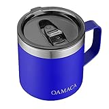 Oamaca Kaffeebecher mit Deckel und Strohhalmen, Edelstahl, vakuumisoliert, doppelwandig, pulverbeschichtet, Anti-Überlauf, Wasserbecher für heiße und kalte Getränke für Zuhause und Büro, B