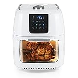 GOURMETmaxx Digitale XXL Heißluft-Fritteuse 9 Liter | Frittieren ohne Fett, Fritteuse, Ofen und Drehgrill in einem | Inkl. Drehspieß für Hähnchen und Schaschlikspiessen [1800 Watt/Weiß]