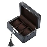 Gymqian Aufbewahrungsbox Leder Watch Box, Displayständer/Box Set/Aufbewahrungsbox Für Schmuck Uhren, Armband Sammlung Box 3 Grids Watch Display Box klassisch/B